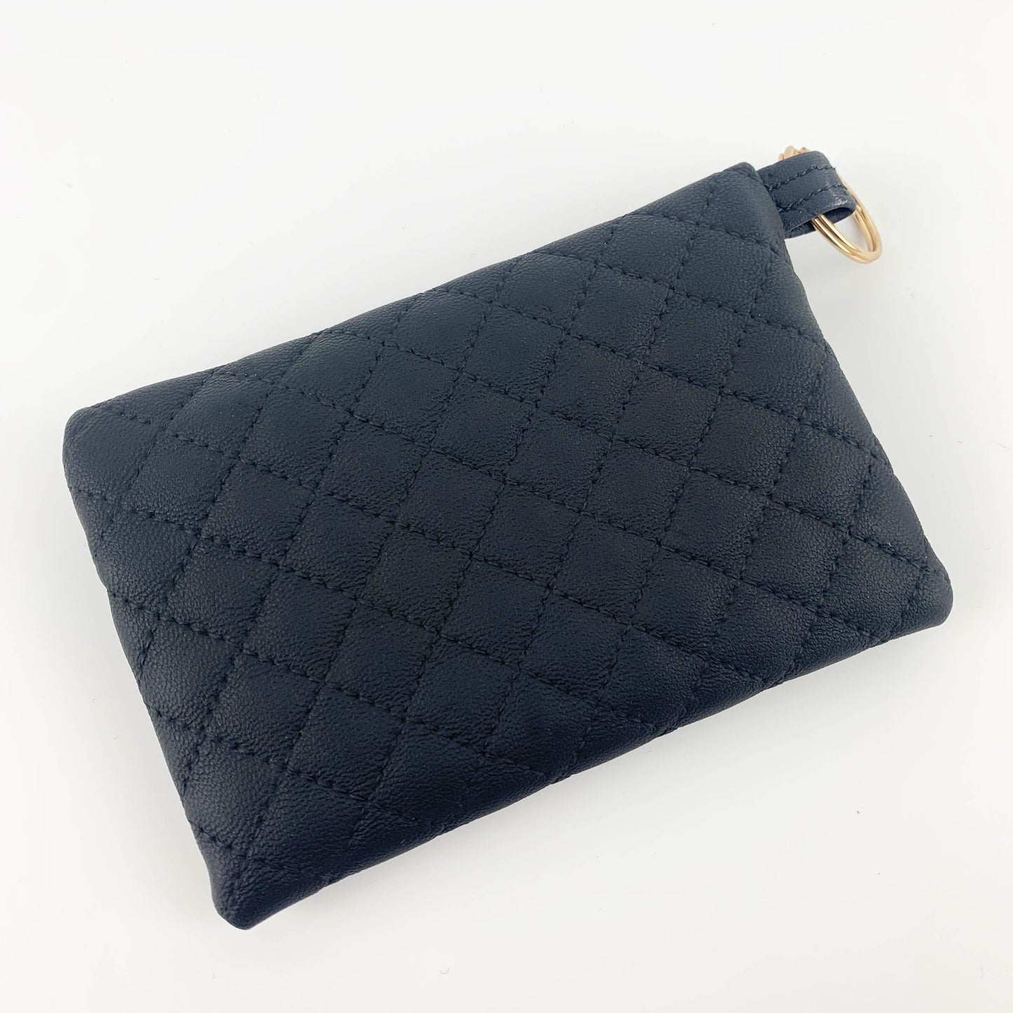 Black Quilted Faux Leather Coin Purse & Wristlet: Matching Set or Individual