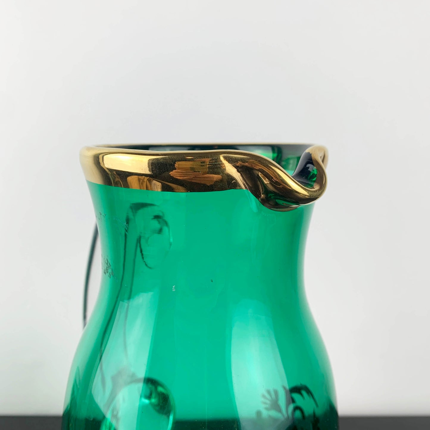 Bohemia Glass Emerald Green and Gold Lemonade Set