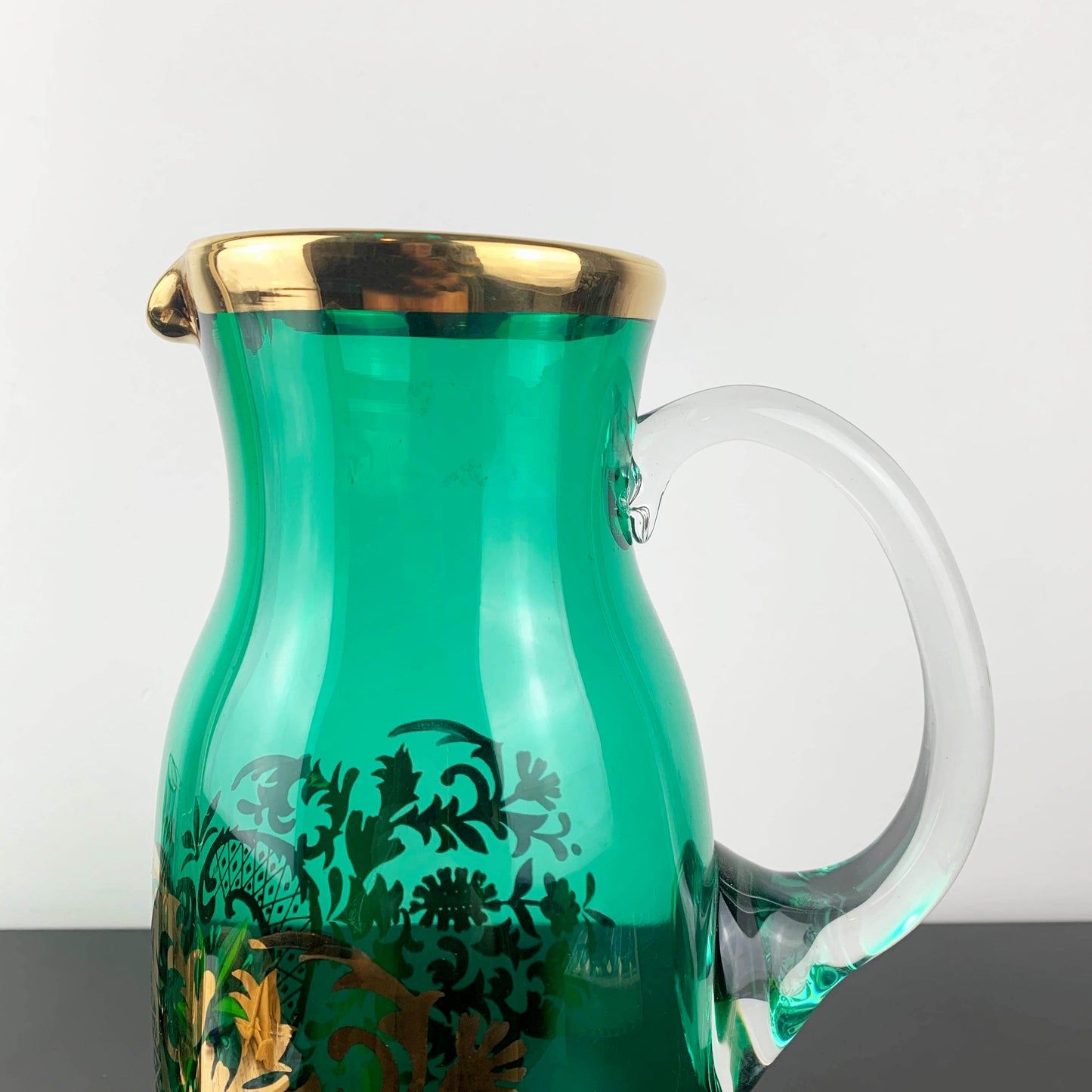 Bohemia Glass Emerald Green and Gold Lemonade Set