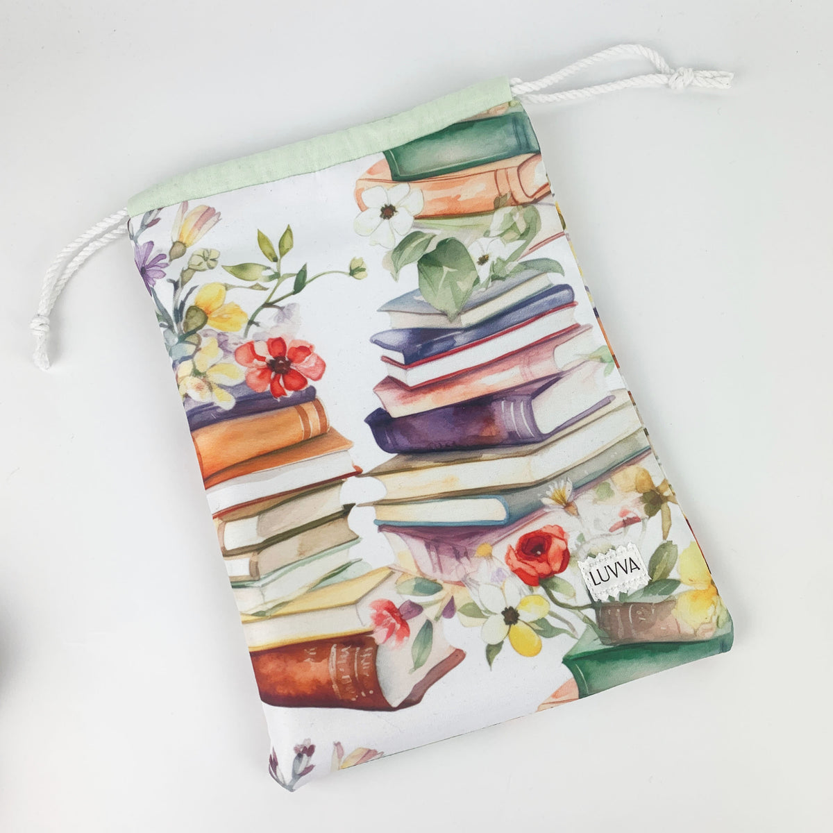 Book Lovers and Bookworm Gift in Handmade Drawstring Pouch