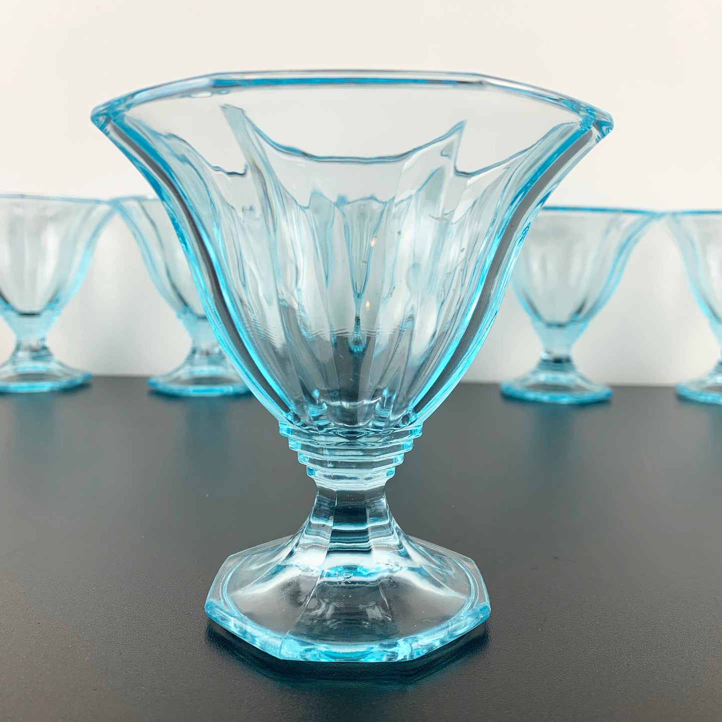 Mid Century Electric Blue Dessert Glass Set
