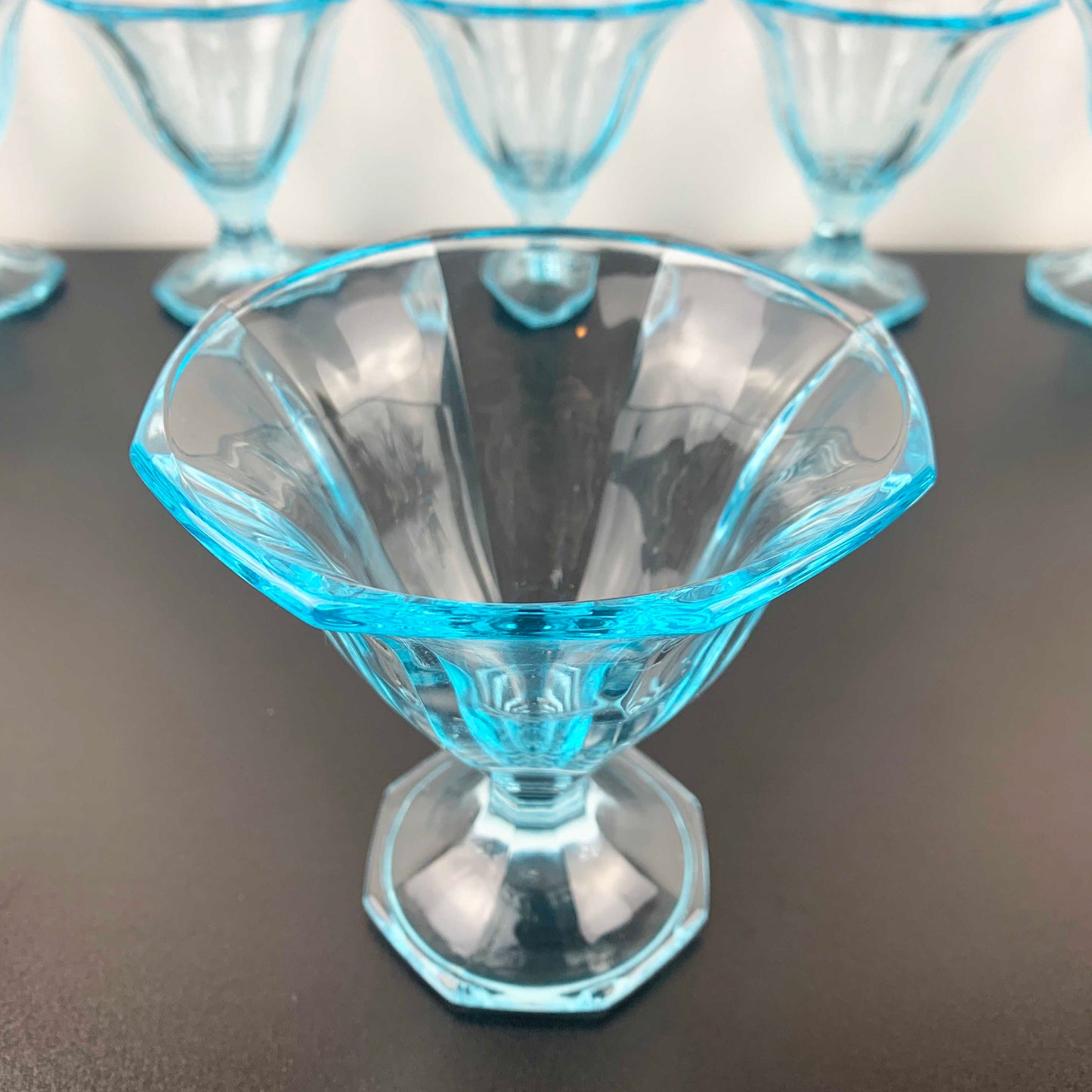 Mid Century Electric Blue Dessert Glass Set