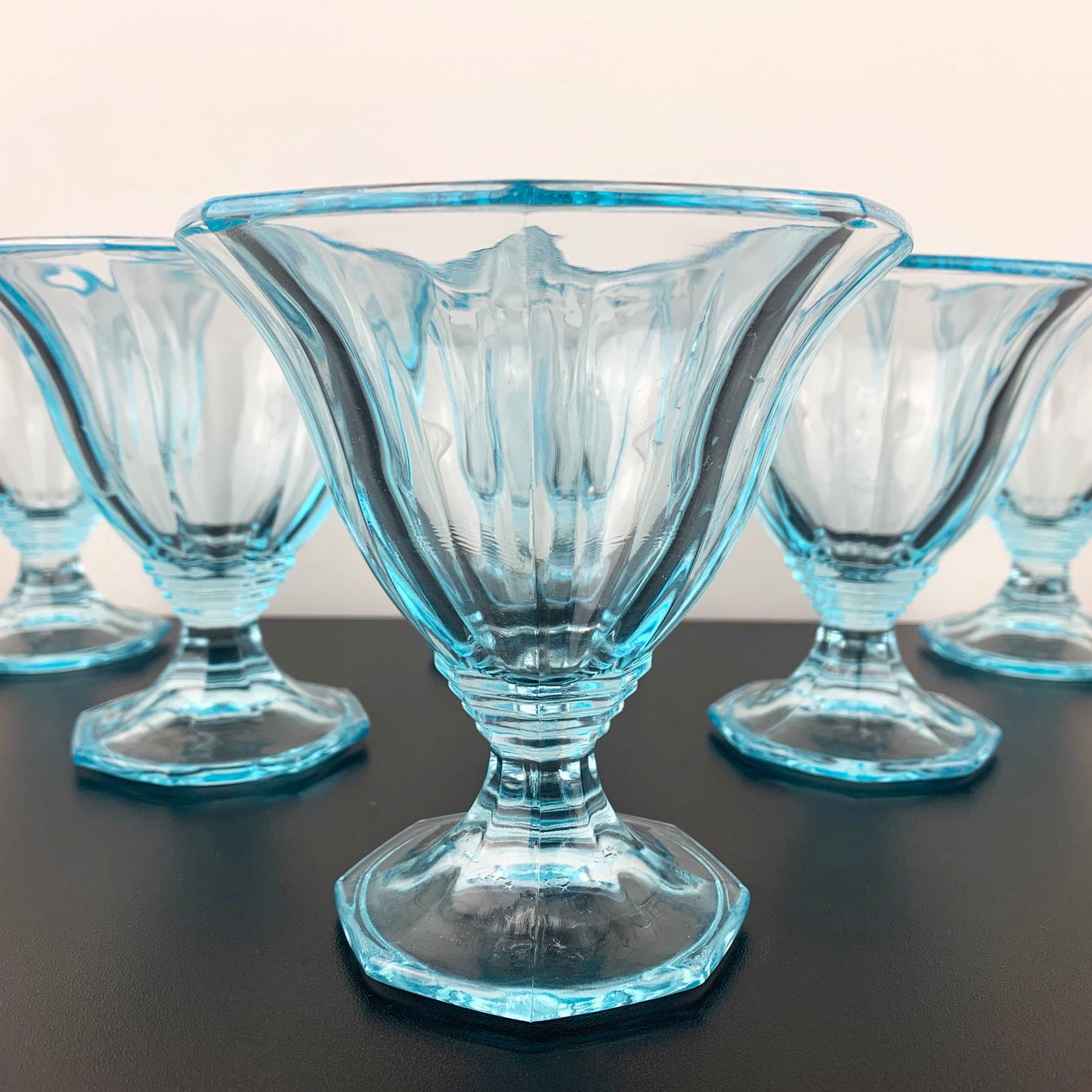 Mid Century Electric Blue Dessert Glass Set