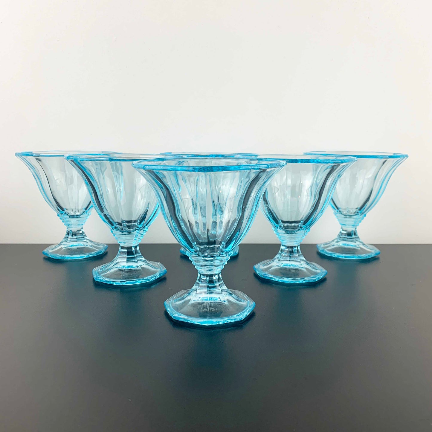 Mid Century Electric Blue Dessert Glass Set