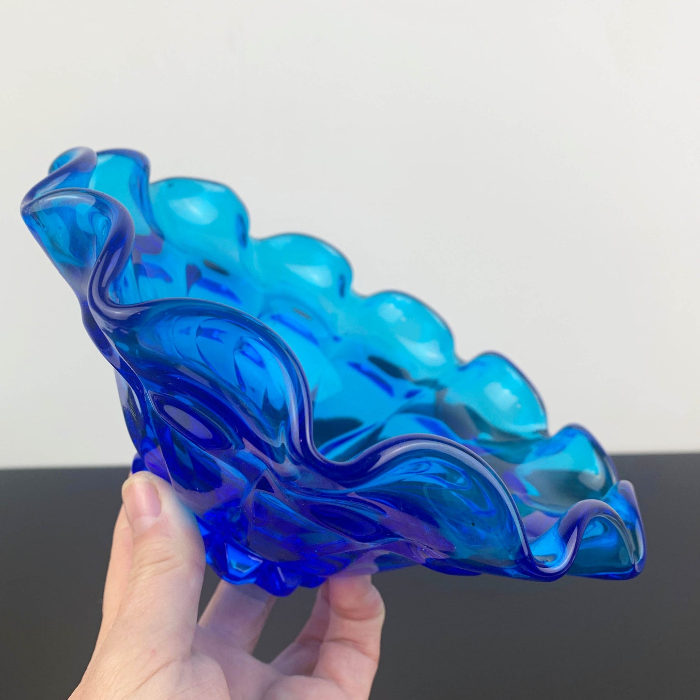 Fenton Ruffled Bowl in Colonial Blue