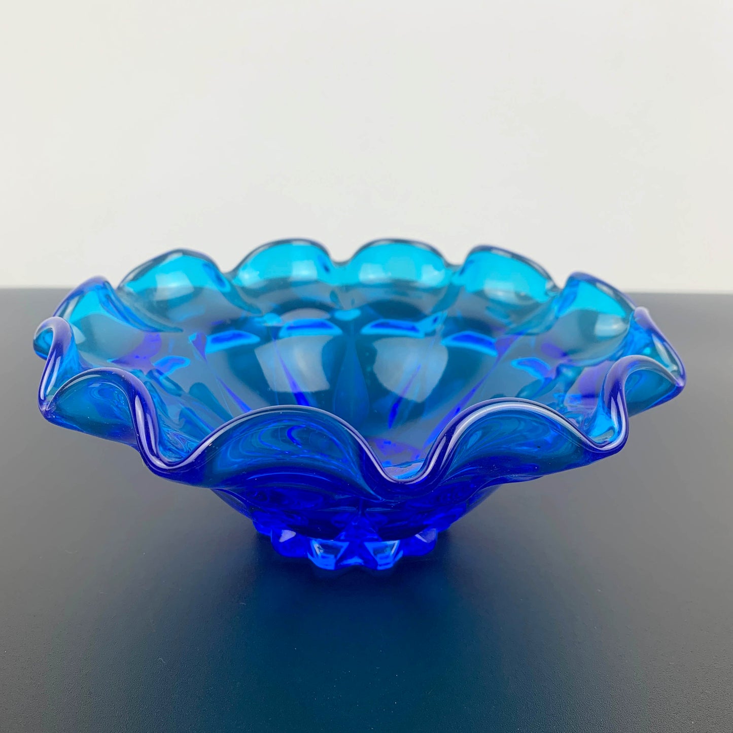 Fenton Ruffled Bowl in Colonial Blue