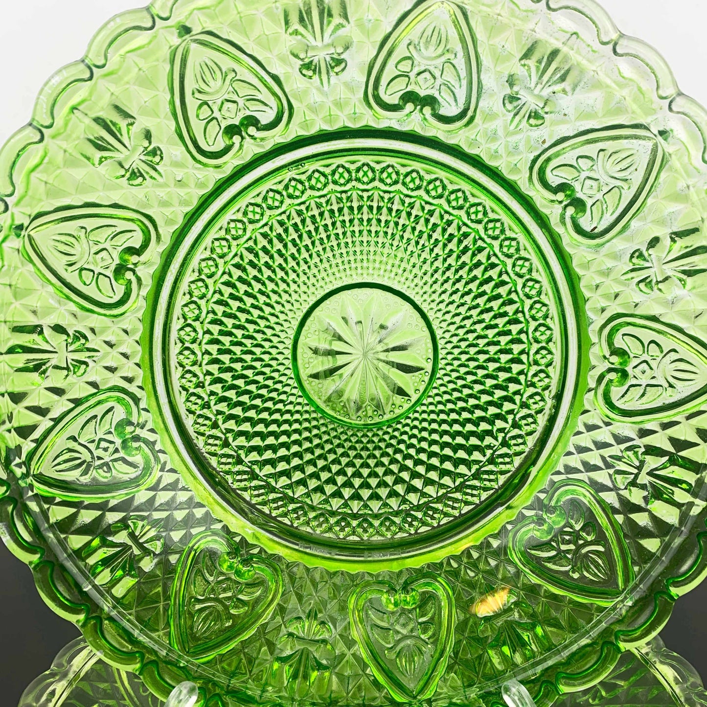 Lime Green Shallow Pressed Glass Bowls