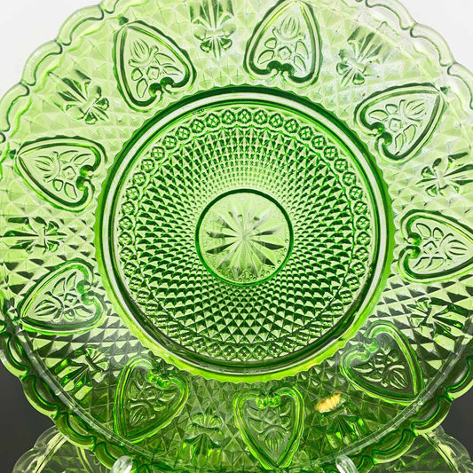 Lime Green Shallow Pressed Glass Bowls