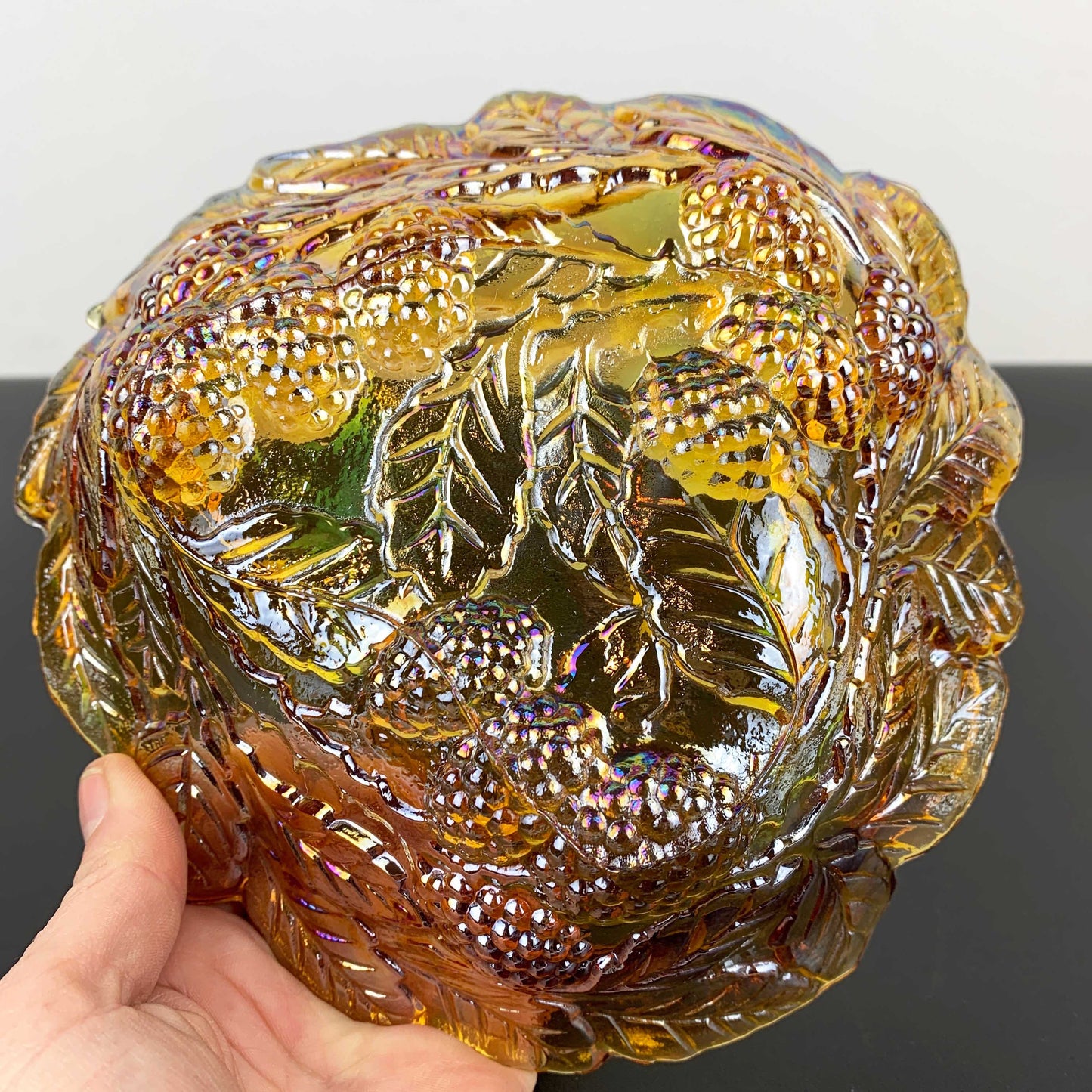 Indiana Glass (USA) Carnival Gold 'Loganberry' bowl