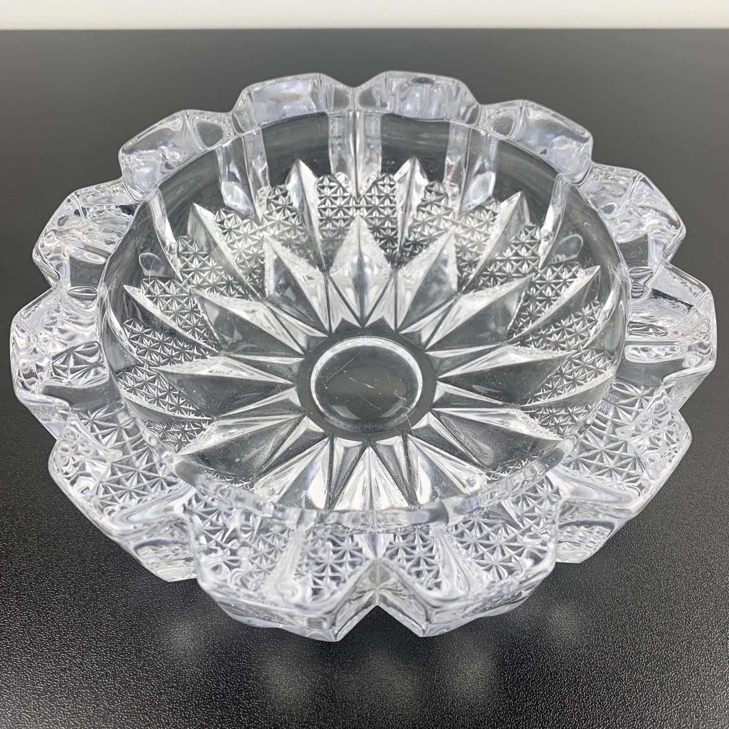 Mid Century Star Cut Crystal Ashtray