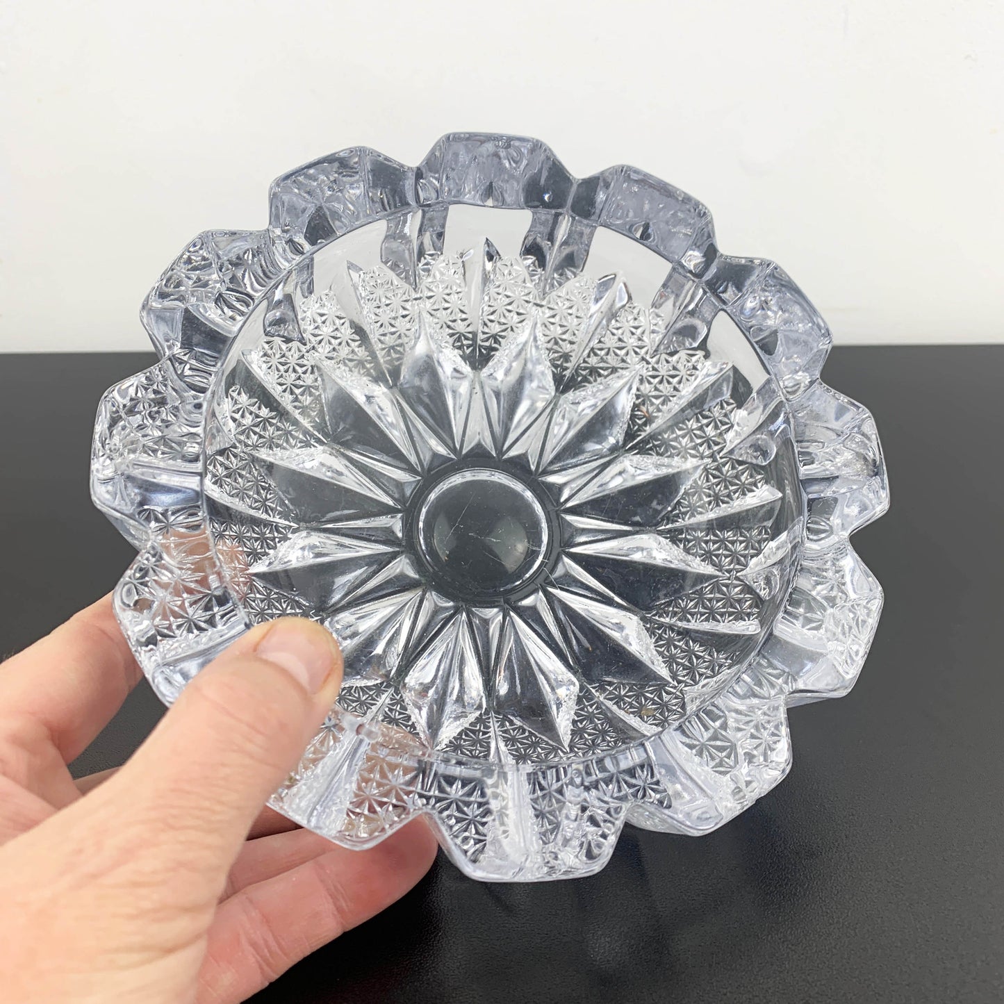Mid Century Star Cut Crystal Ashtray