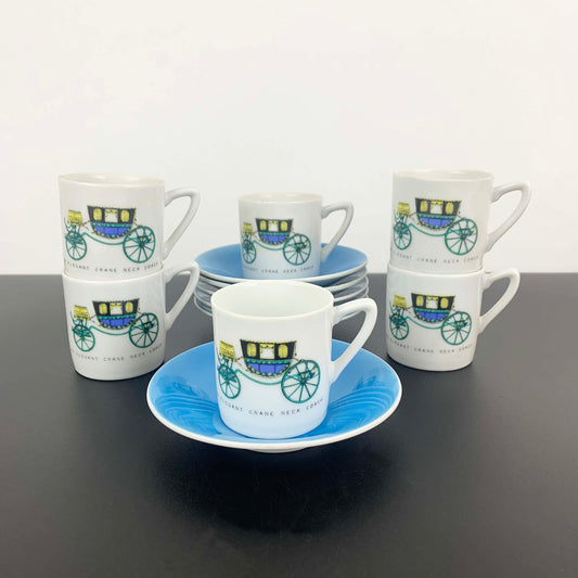 Japanese 'Elegant Crane Coach' Espresso Cup and Saucer Set