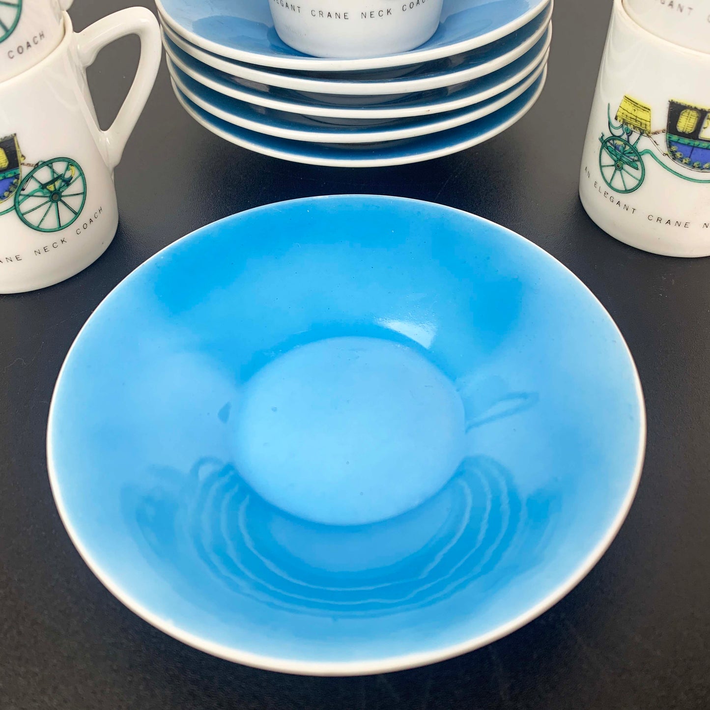 Japanese 'Elegant Crane Coach' Espresso Cup and Saucer Set