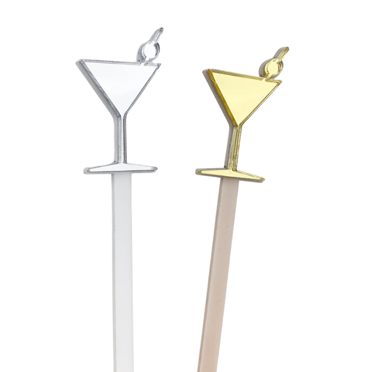 Signature Mirrored Cocktail Stirrers - Silver and Gold Assorted