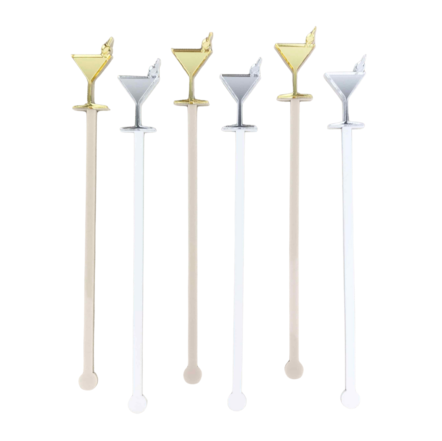 Signature Mirrored Cocktail Stirrers - Silver and Gold Assorted