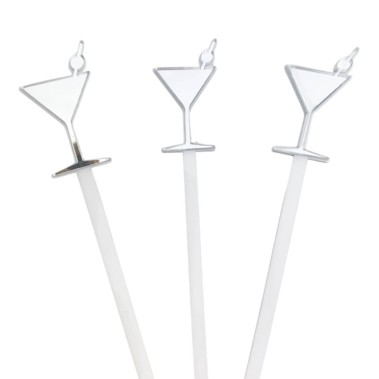 Signature Mirrored Cocktail Stirrers - Silver