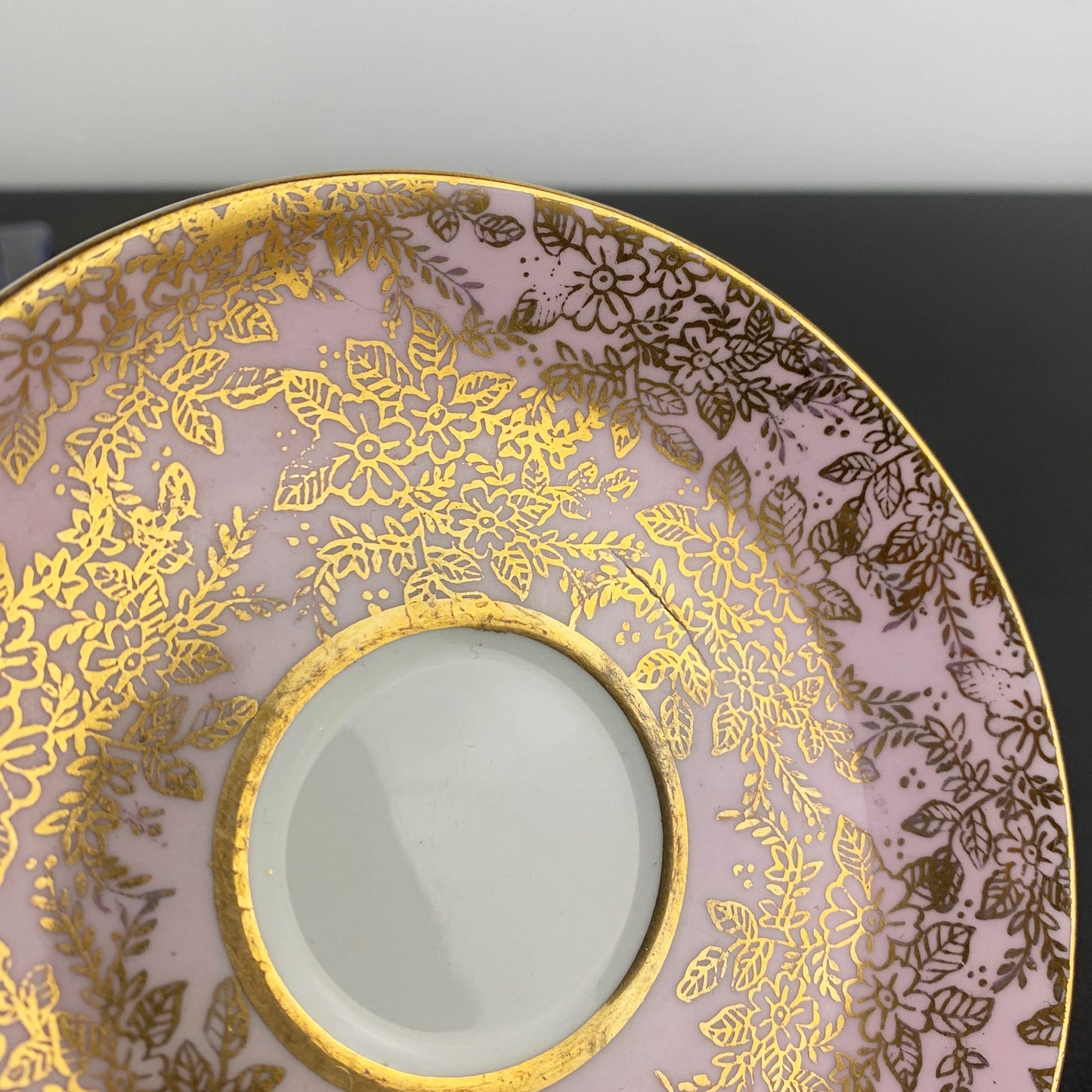 Colclough Harlequin Pink & Gold Espresso Duo