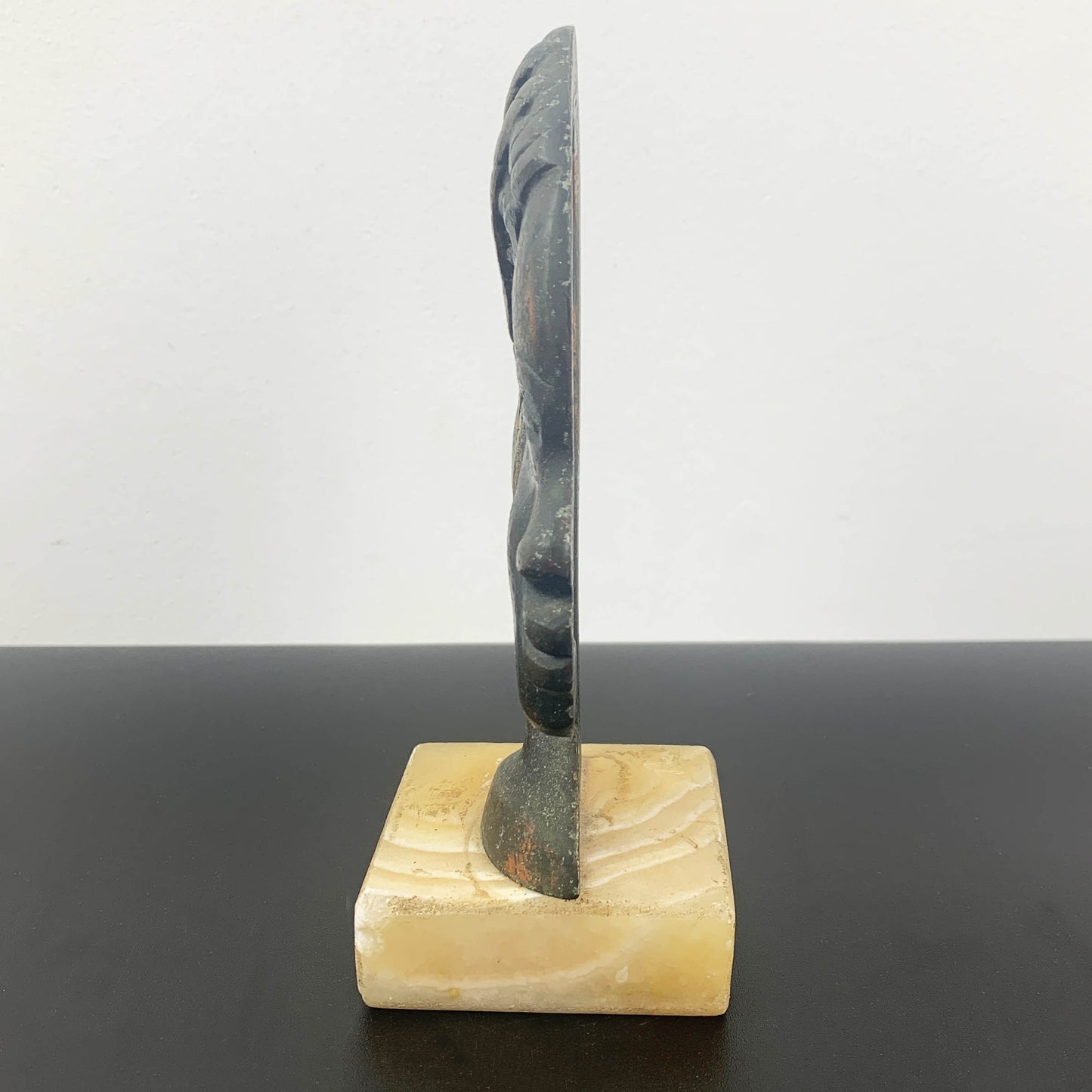 Vintage Copper Tribal-Style Female Head Sculpture