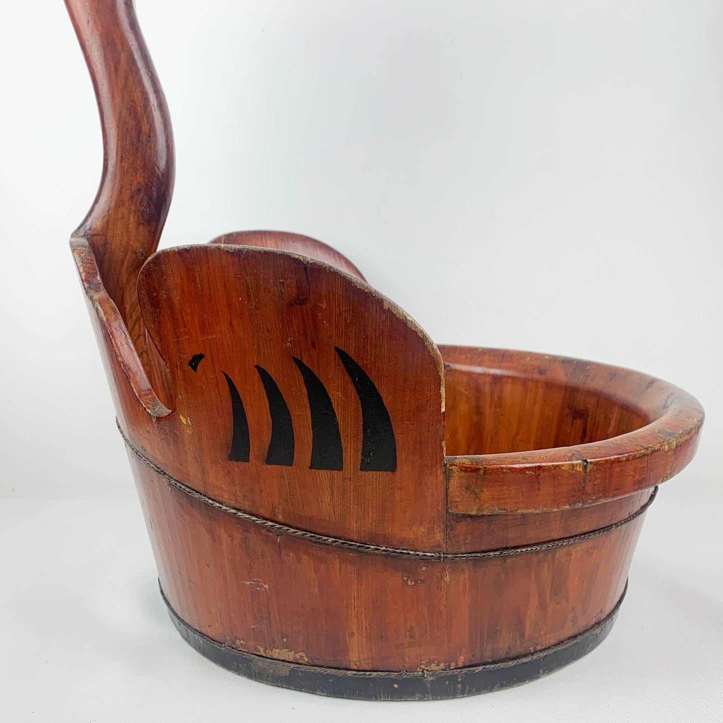 Antique Japanese Crane Timber Bucket