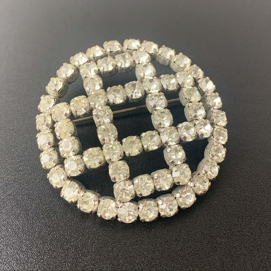 1950's rhinestone brooch on silver metal base