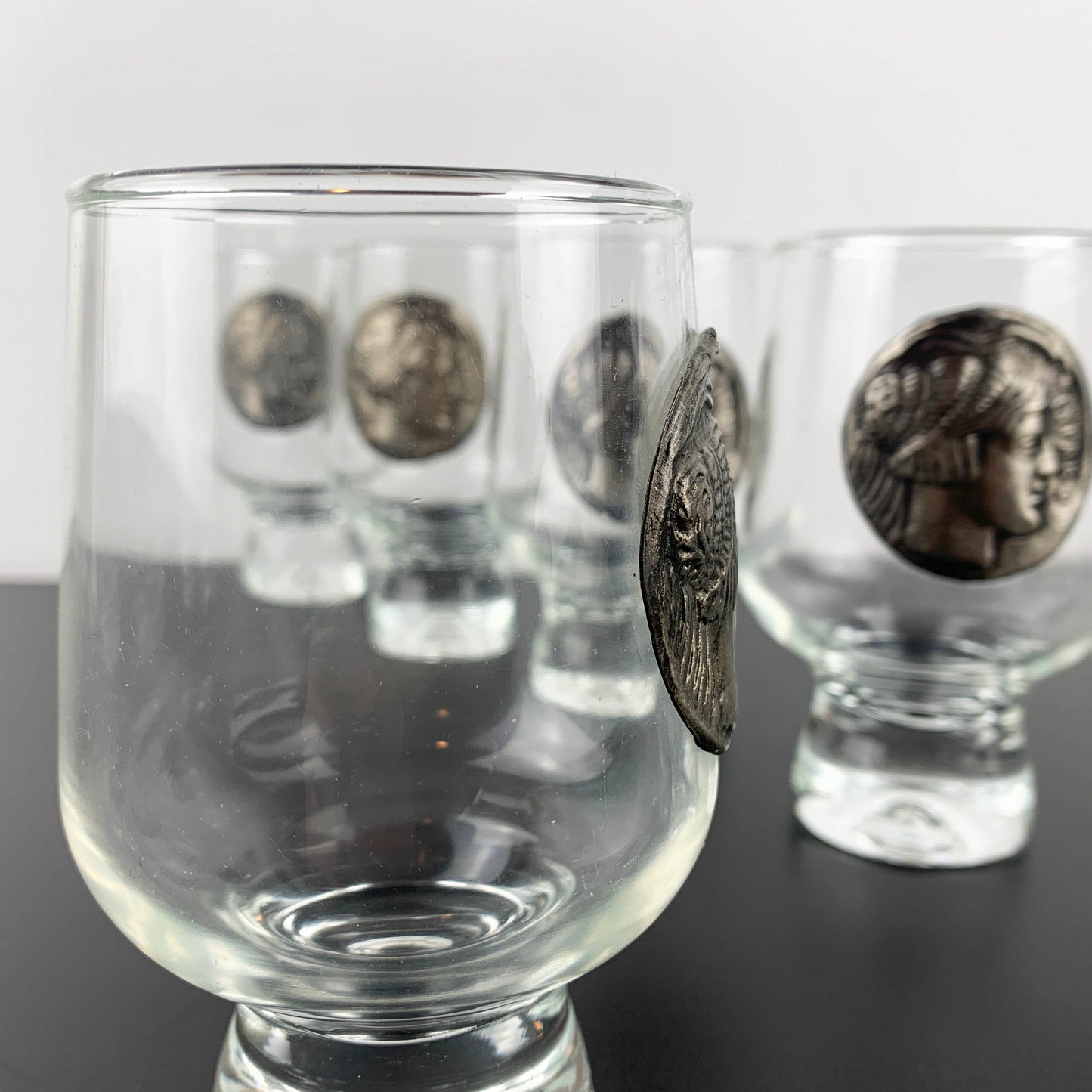 Crown Corning Regis Glass with Greek Princess Europa Medallion - Boxed Set of 6