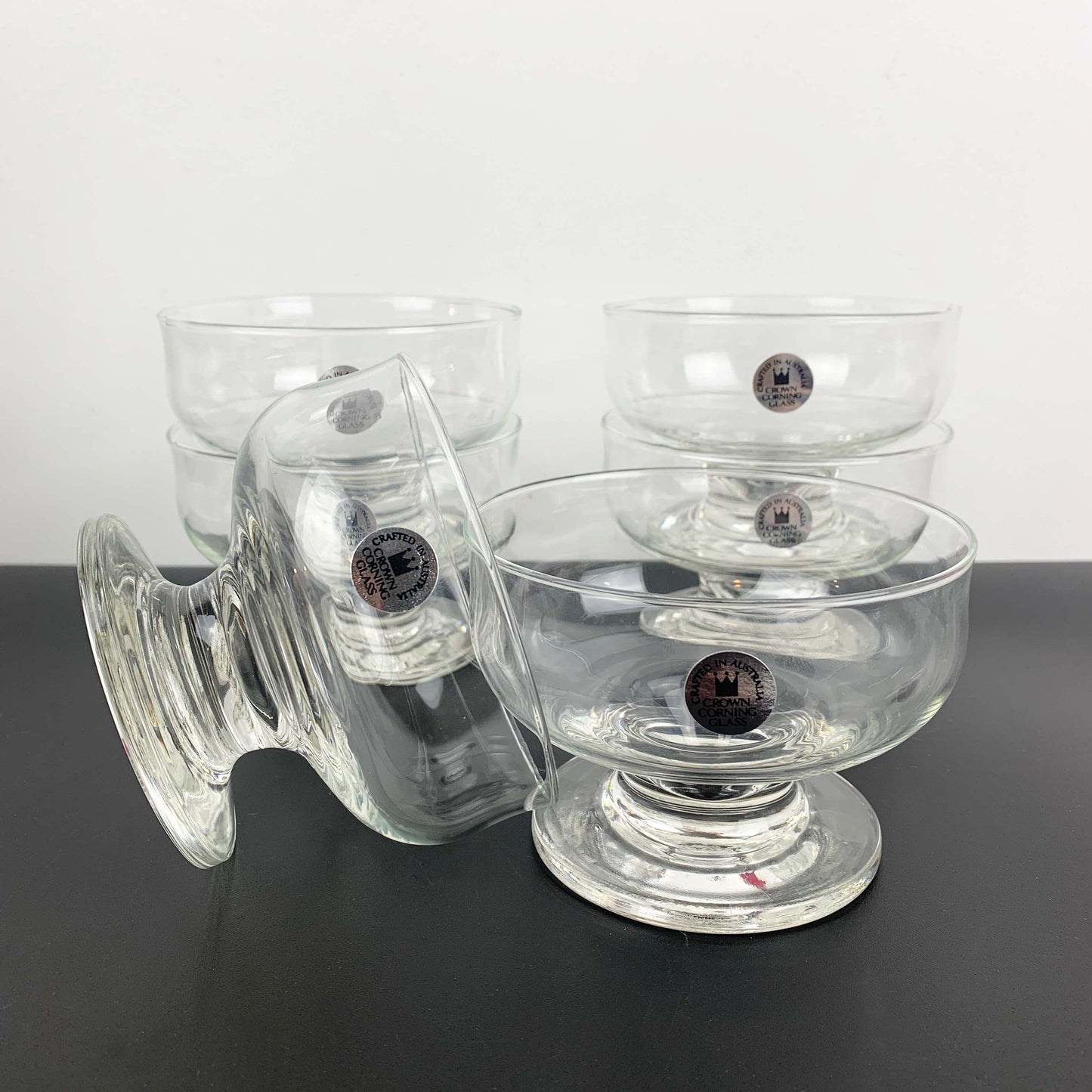 Crown Crystal Footed Dessert Bowl Set