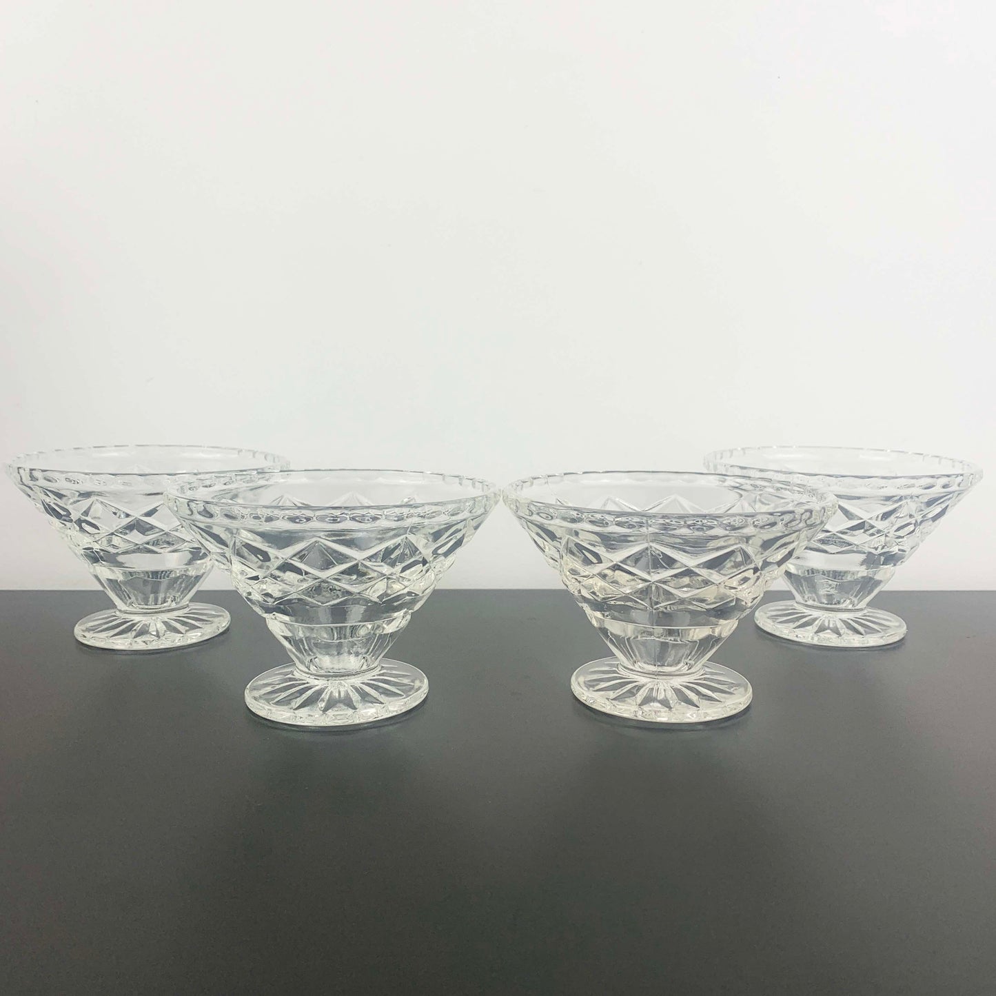 Crown Crystal Footed Dessert Bowl Set
