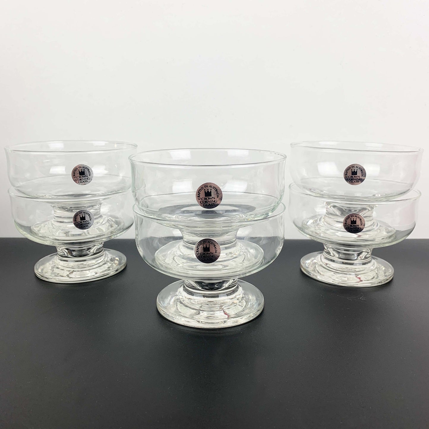 Crown Crystal Footed Dessert Bowl Set