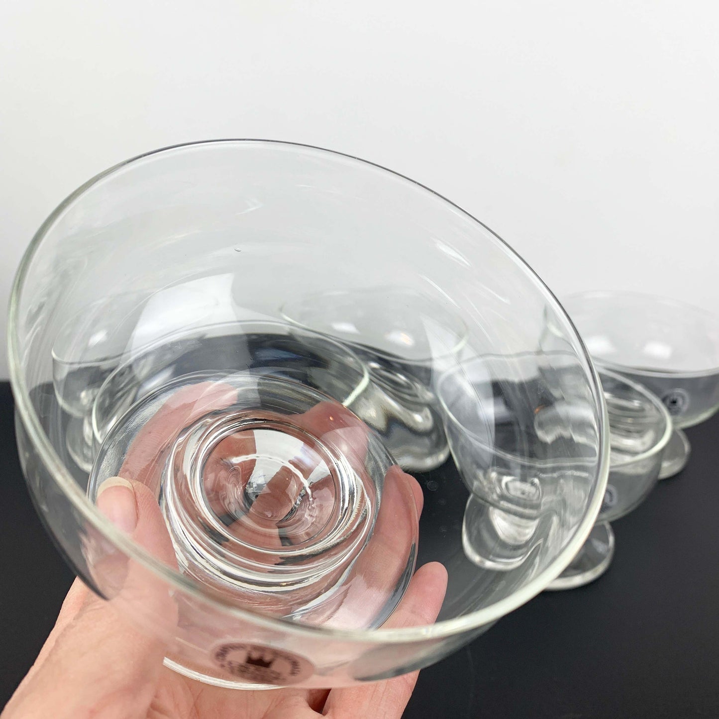Crown Crystal Footed Dessert Bowl Set