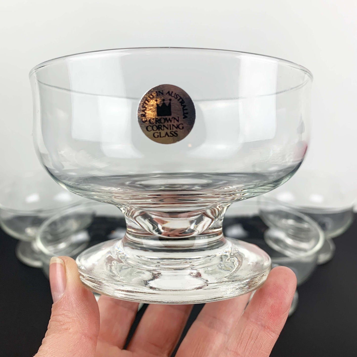 Crown Crystal Footed Dessert Bowl Set