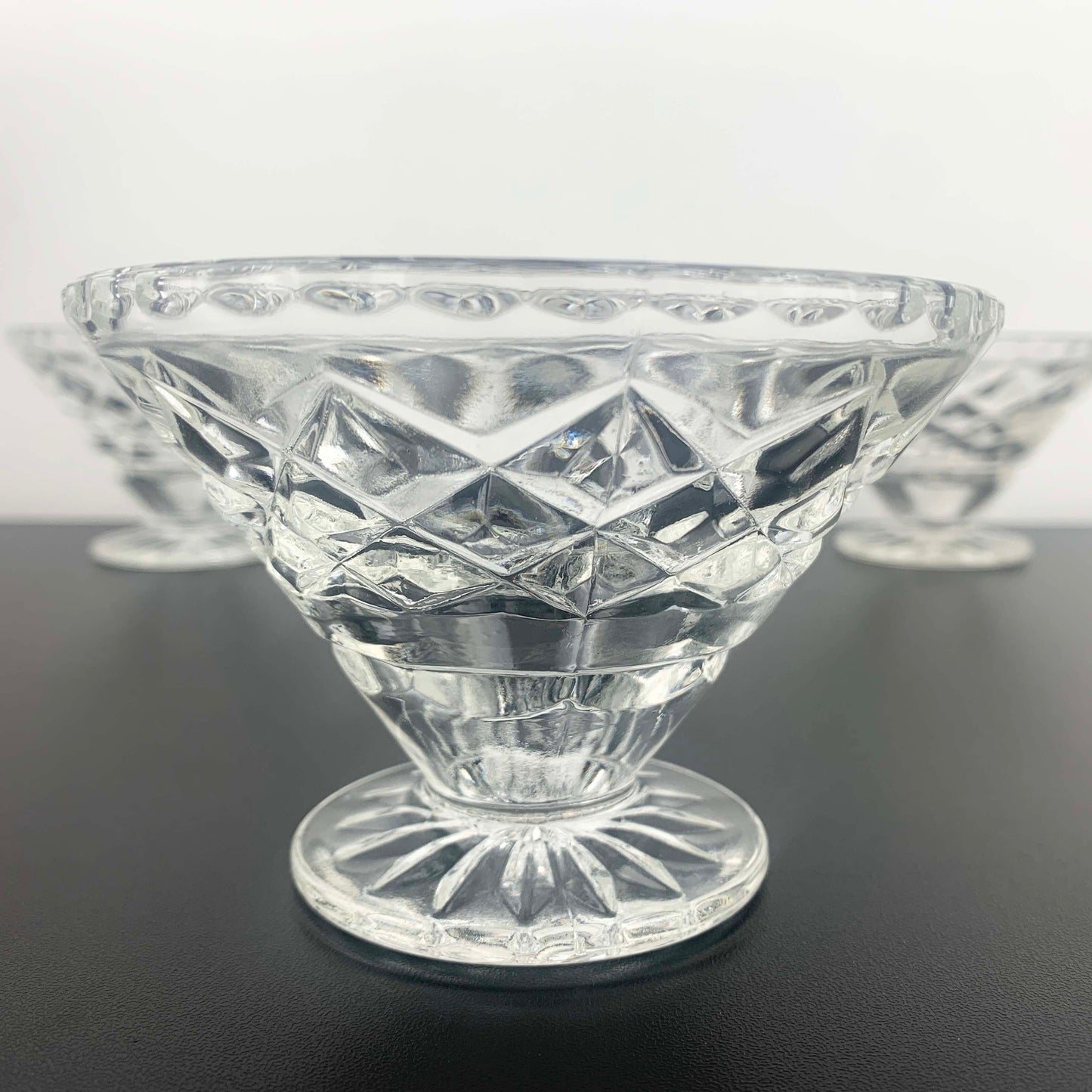 Crown Crystal Footed Dessert Bowl Set