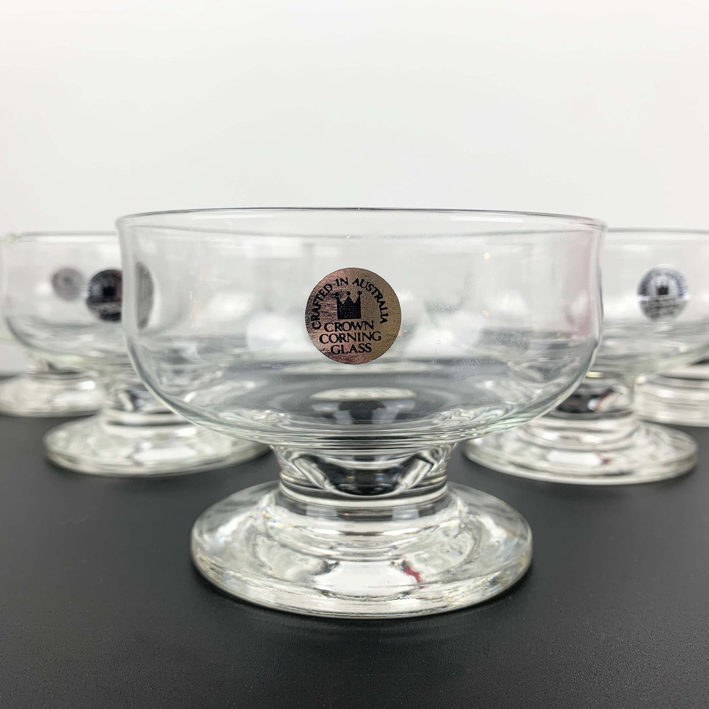 Crown Crystal Footed Dessert Bowl Set