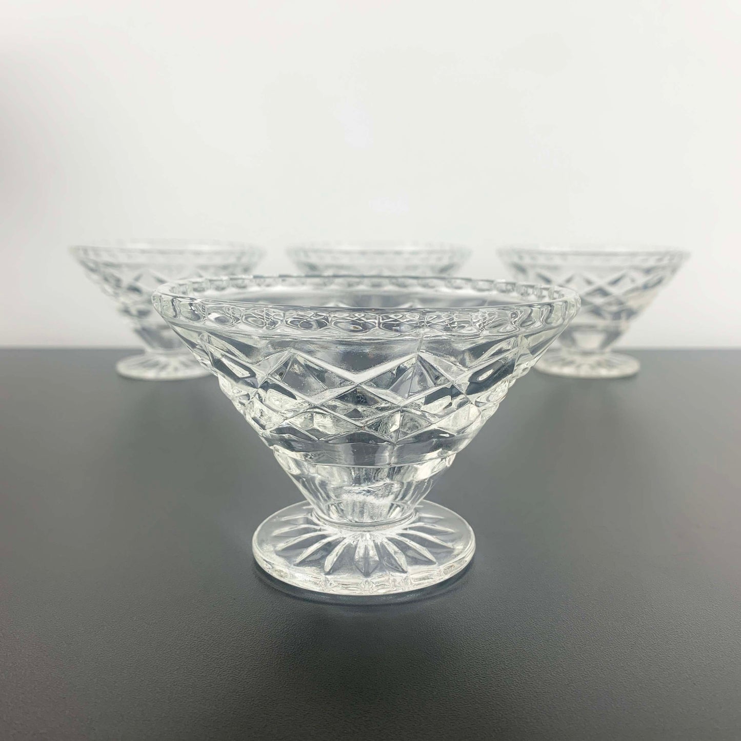 Crown Crystal Footed Dessert Bowl Set