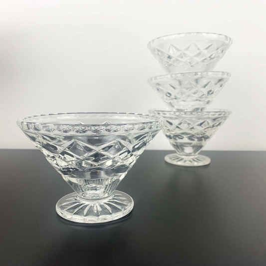 Crown Crystal Footed Dessert Bowl Set
