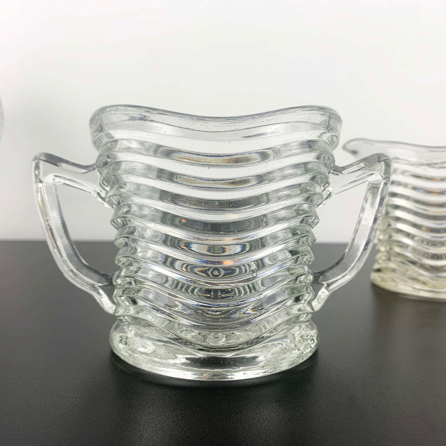 Crown Glass 'Waverley' Open Sugar Bowl and Creamer Set