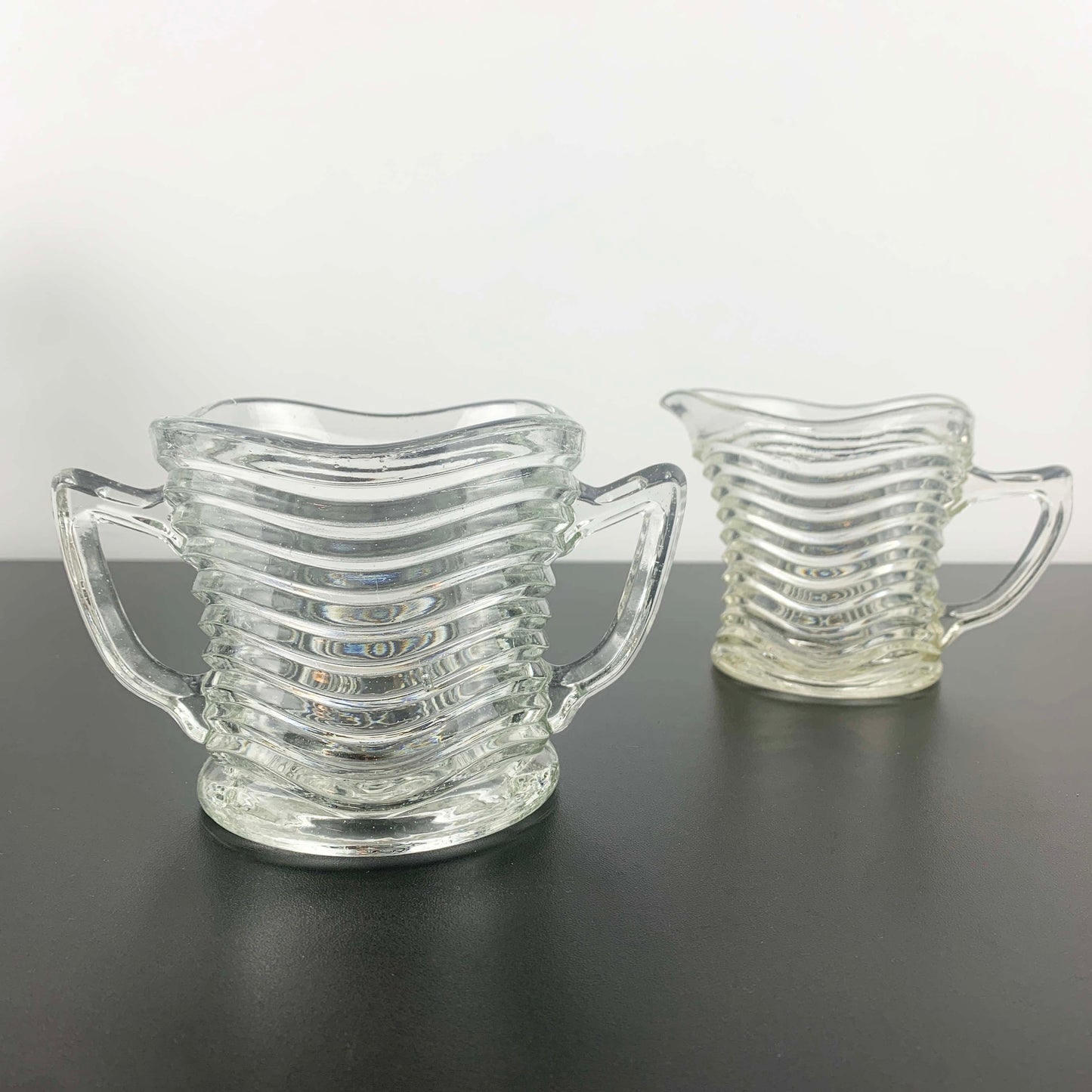 Crown Glass 'Waverley' Open Sugar Bowl and Creamer Set