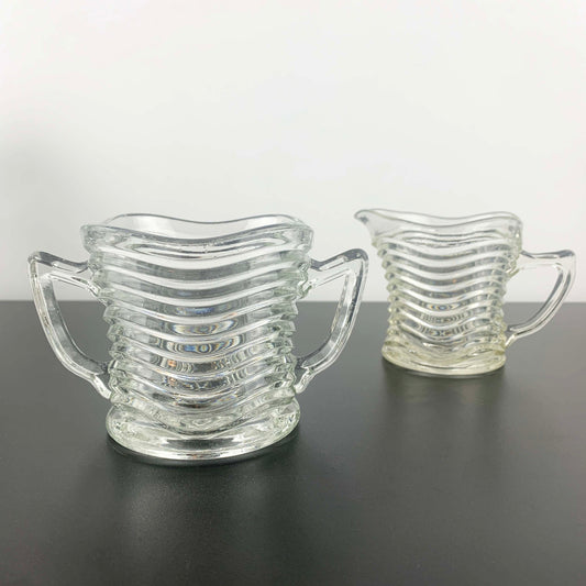 Crown Glass 'Waverley' Open Sugar Bowl and Creamer Set