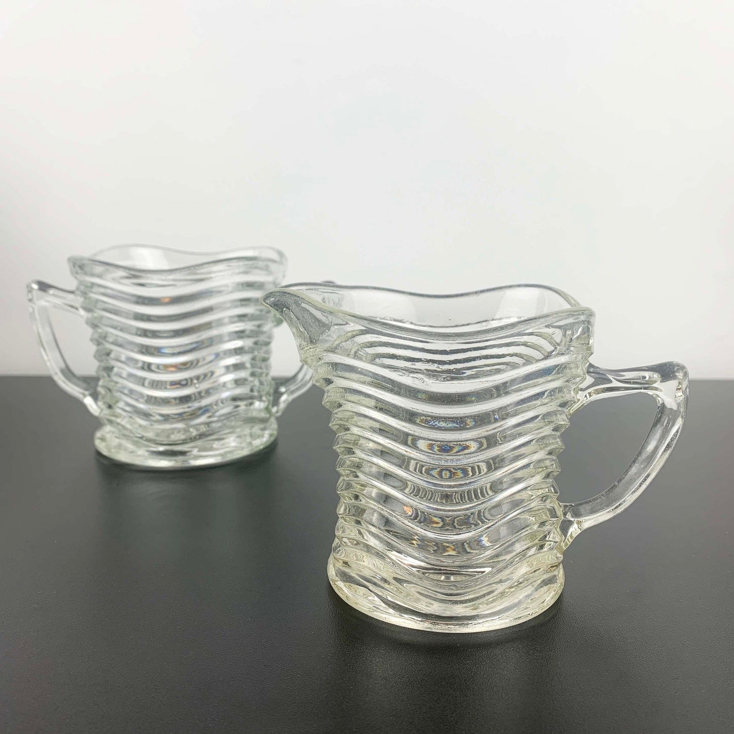 Crown Glass 'Waverley' Open Sugar Bowl and Creamer Set