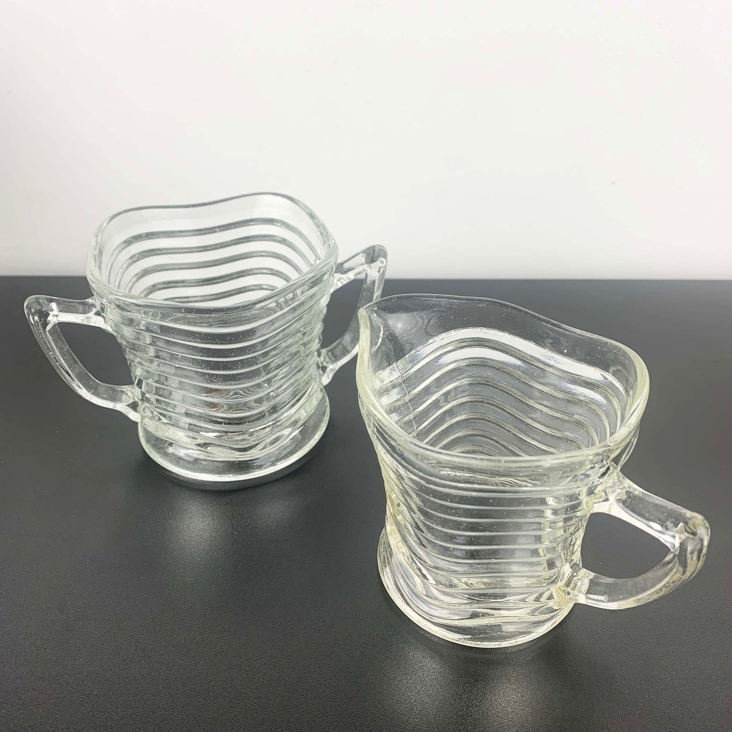 Crown Glass 'Waverley' Open Sugar Bowl and Creamer Set