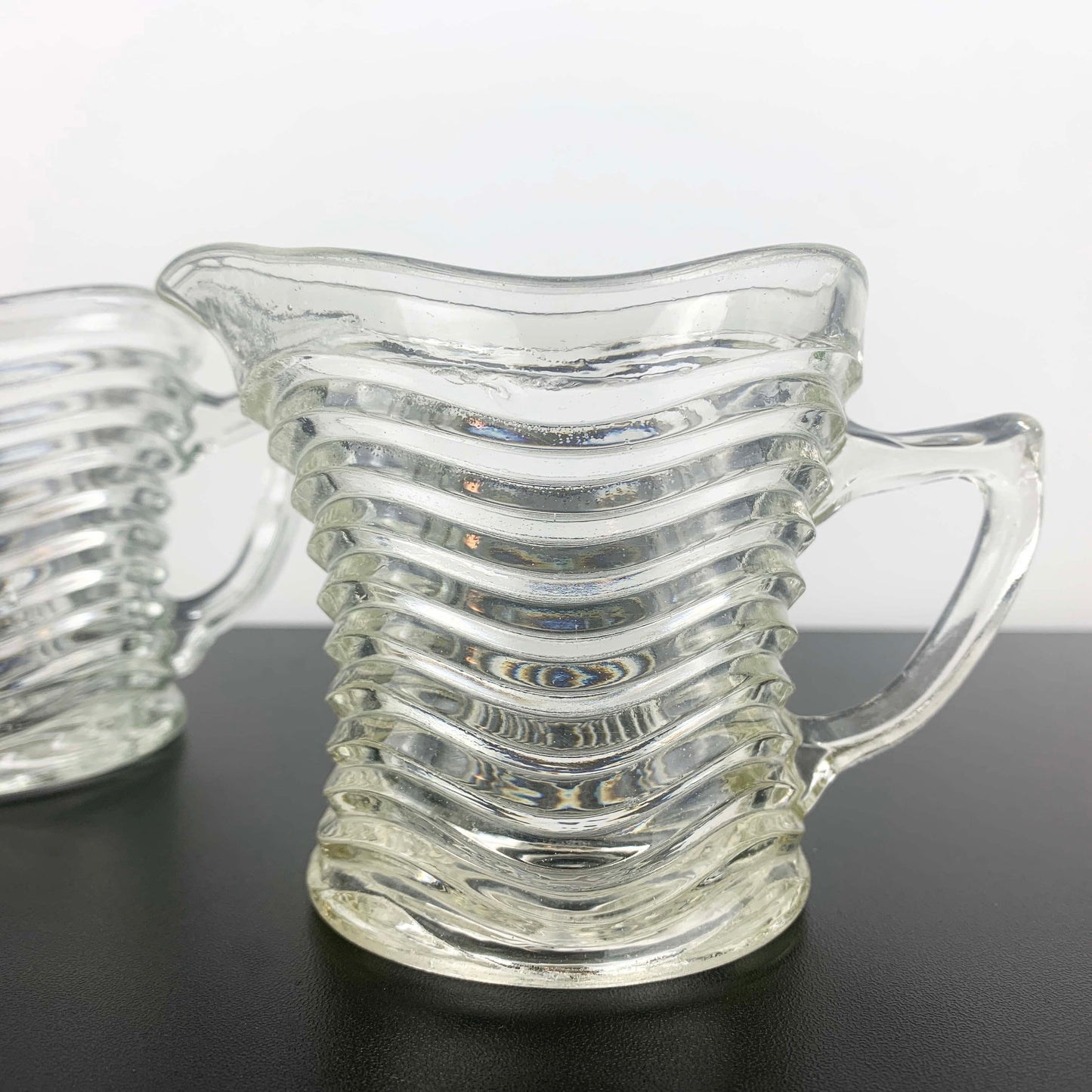 Crown Glass 'Waverley' Open Sugar Bowl and Creamer Set