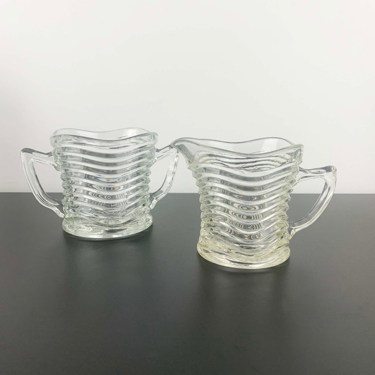 Crown Glass 'Waverley' Open Sugar Bowl and Creamer Set