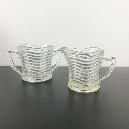 Crown Glass 'Waverley' Open Sugar Bowl and Creamer Set