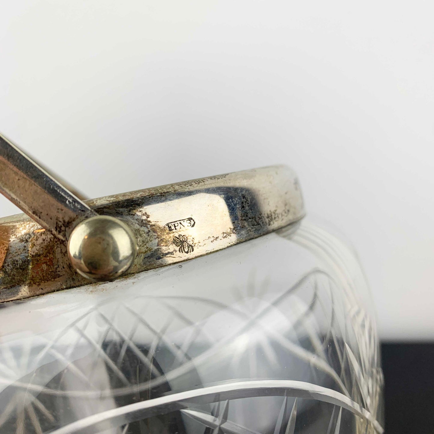 Antique Crystal Biscuit Barrel with Bakelite Knob