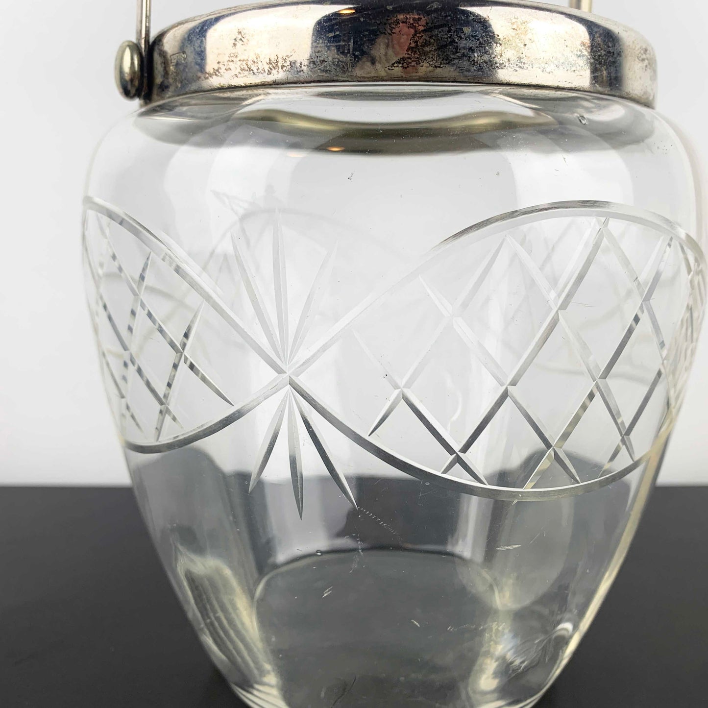 Antique Crystal Biscuit Barrel with Bakelite Knob