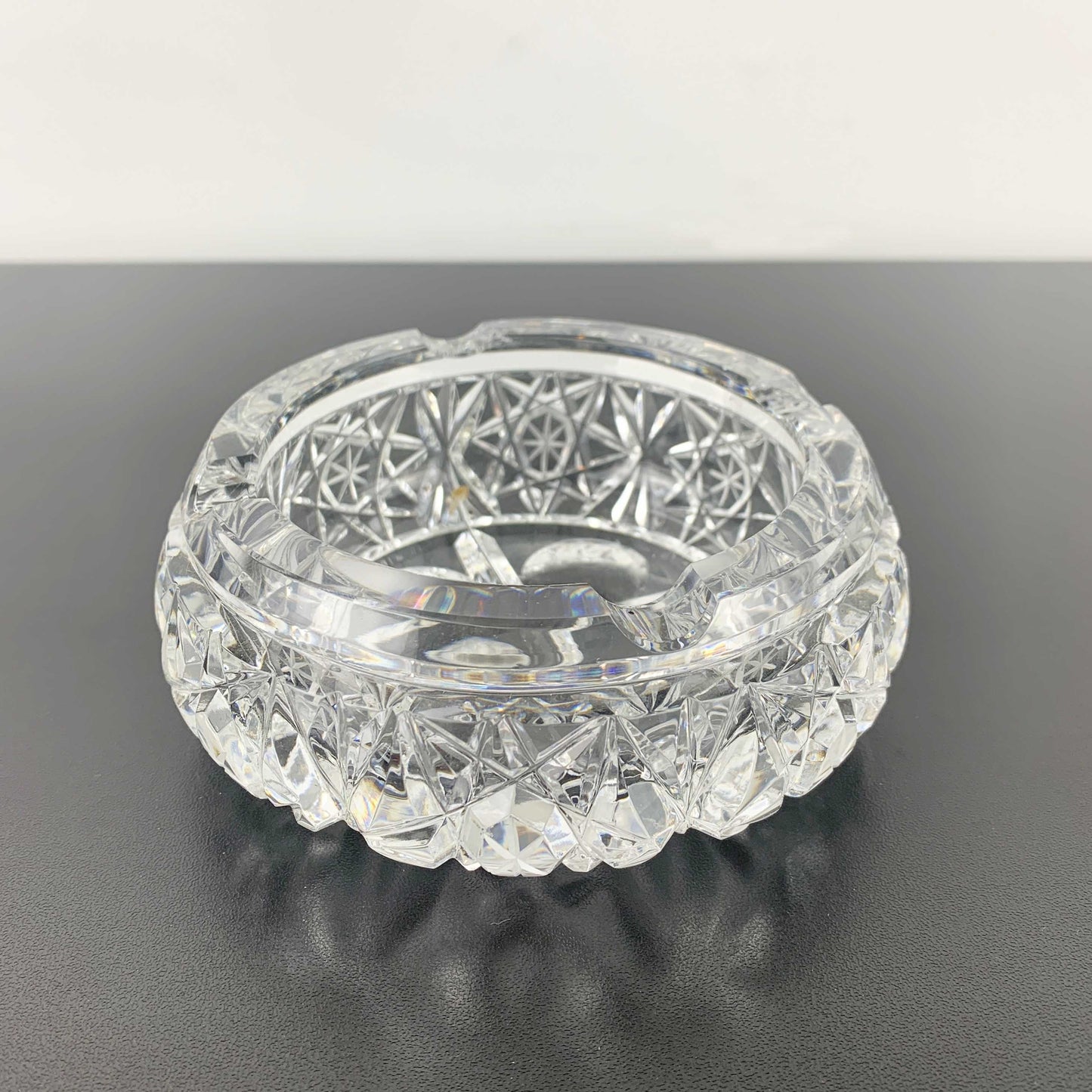 Mid Century Diamond Cut Crystal Ashtray