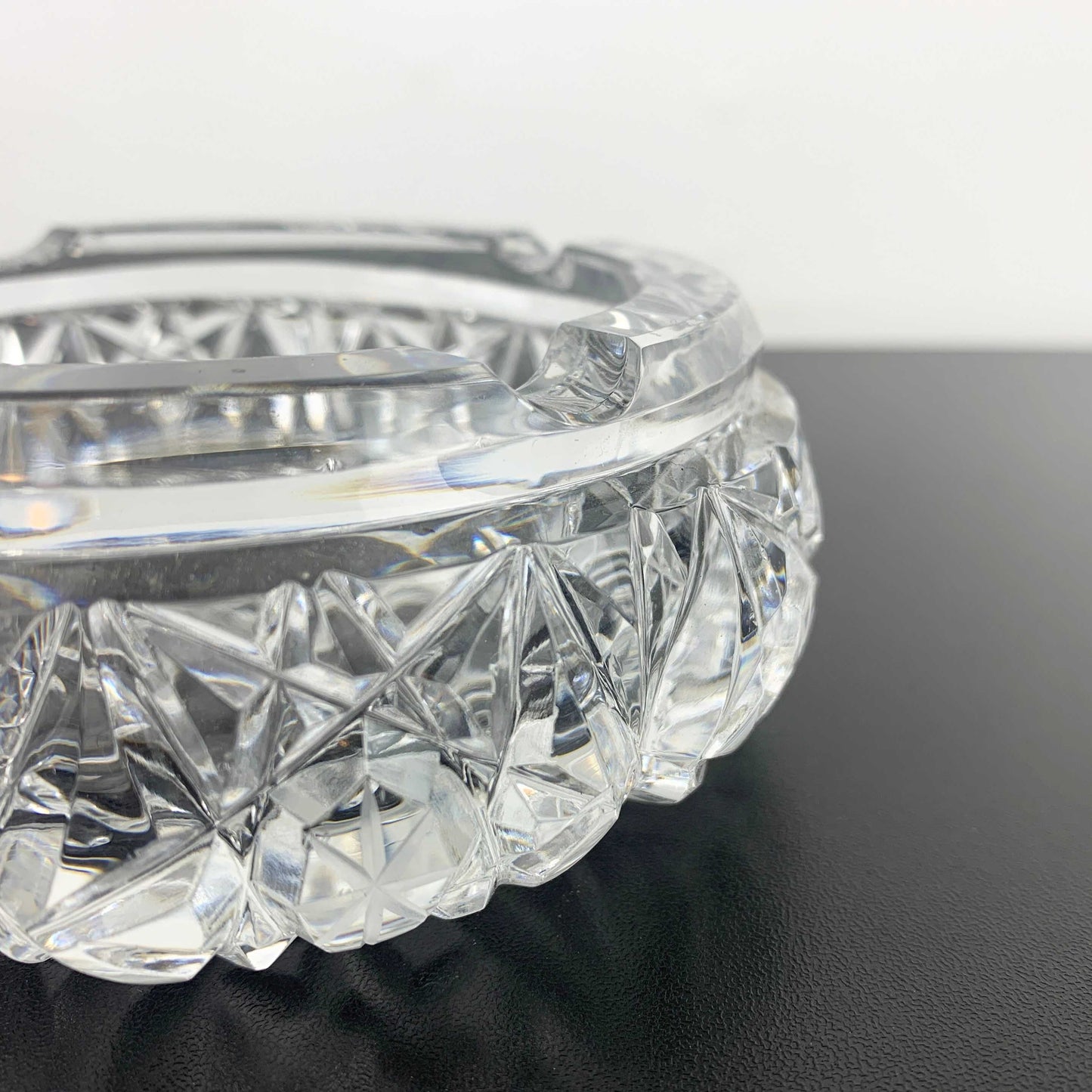 Mid Century Diamond Cut Crystal Ashtray