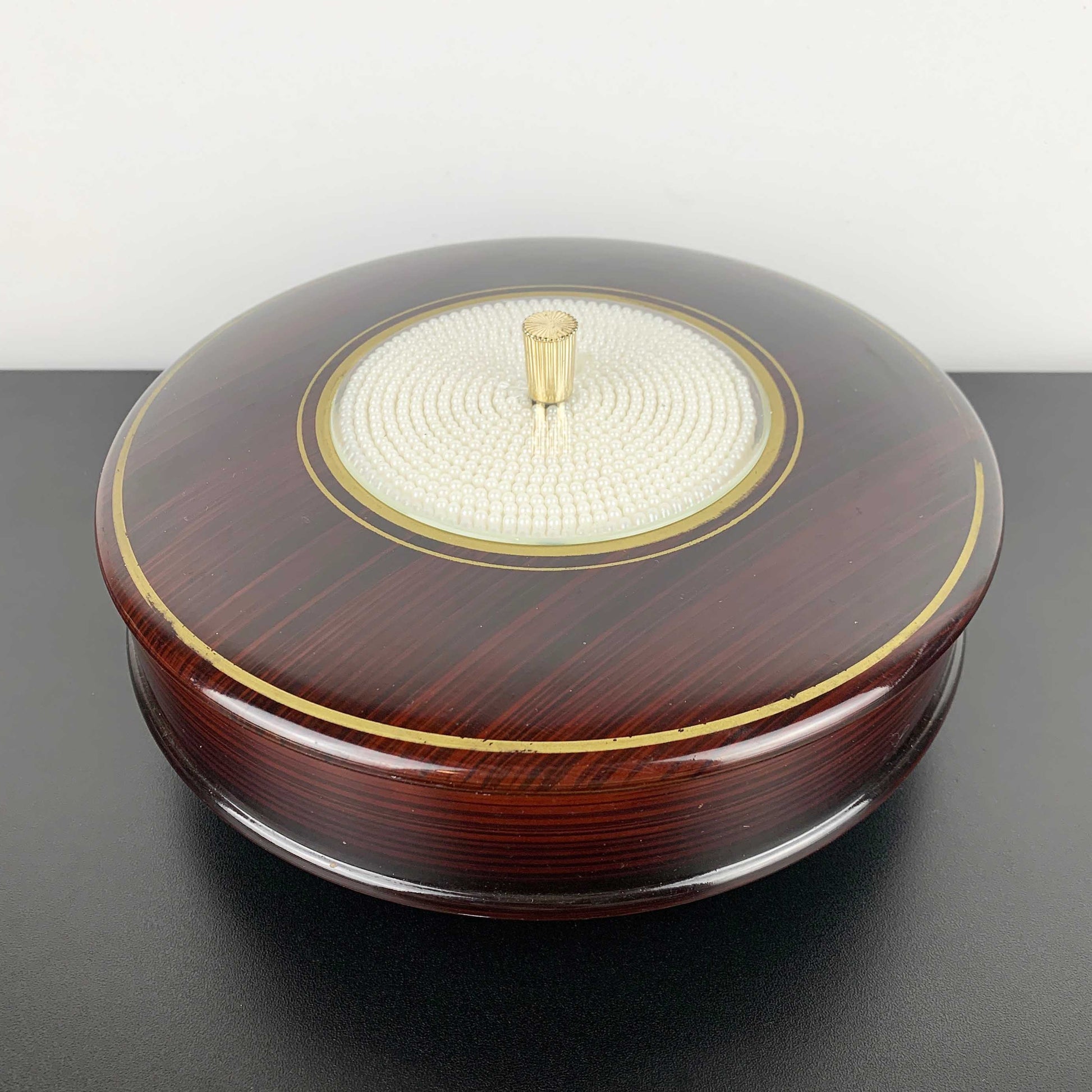 Retro lacquerware sectioned and lidded snack dish