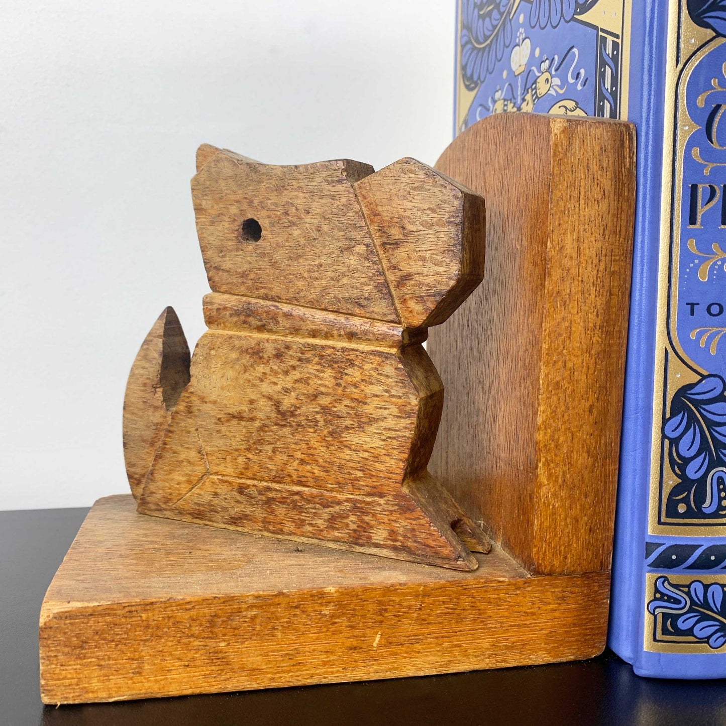 Vintage Handmade Timber Dog Bookends