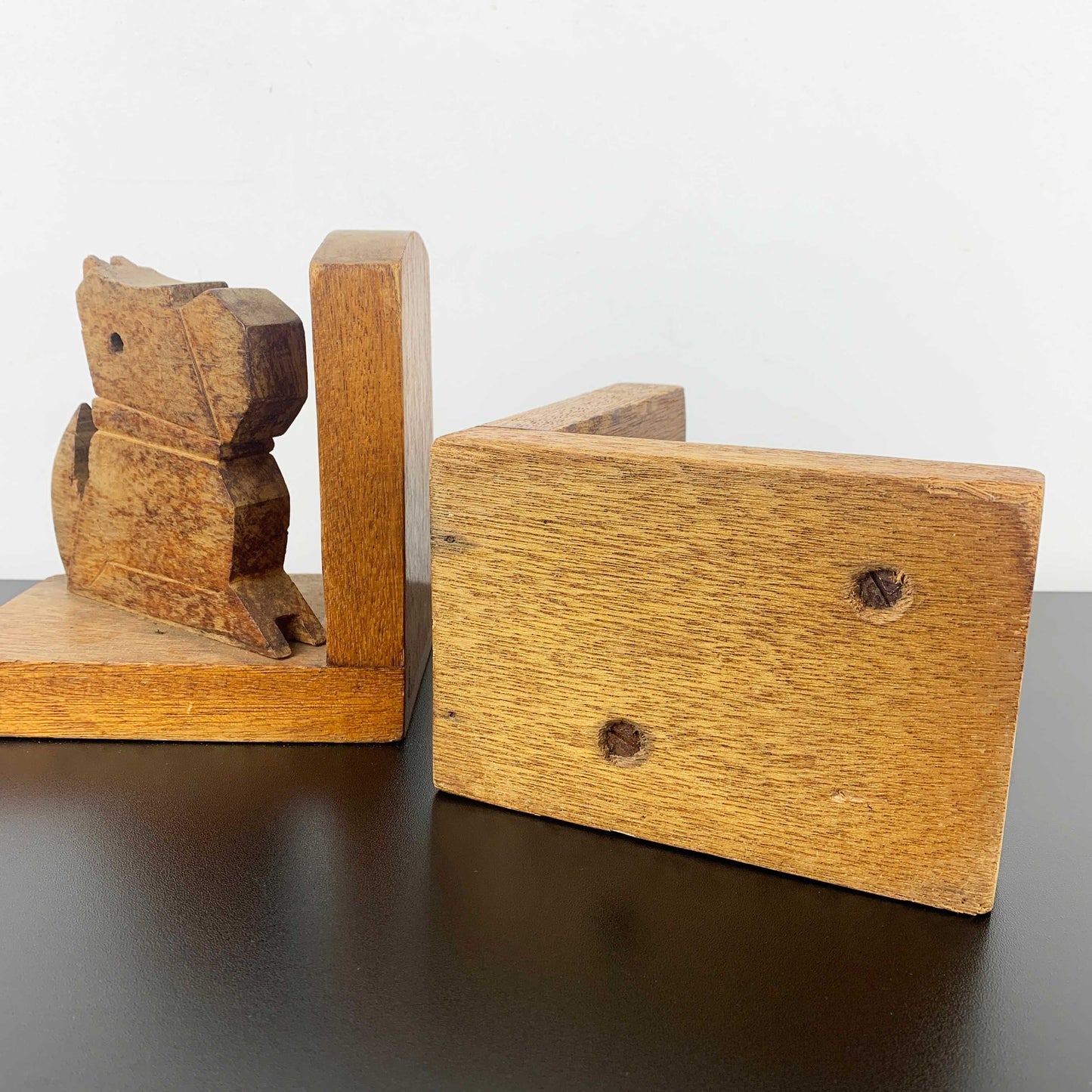 Vintage Handmade Timber Dog Bookends