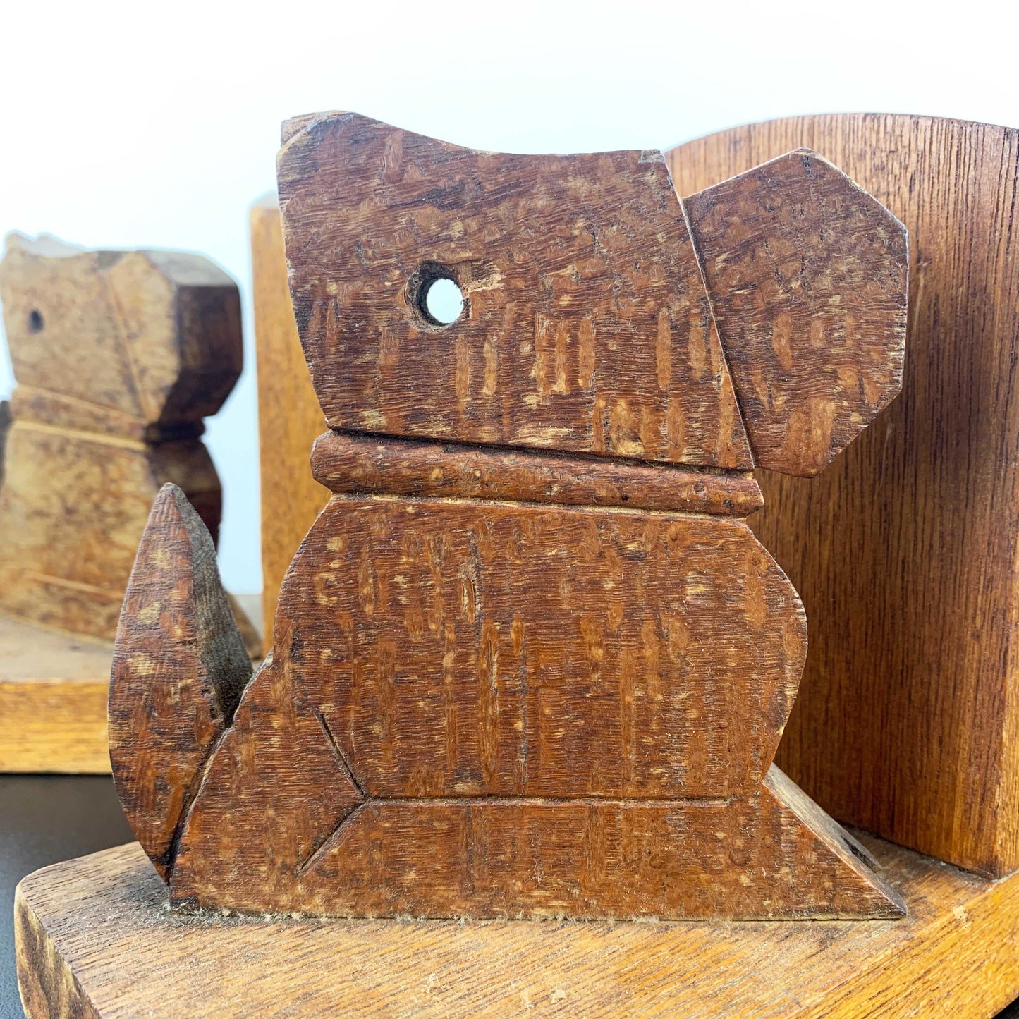 Vintage Handmade Timber Dog Bookends